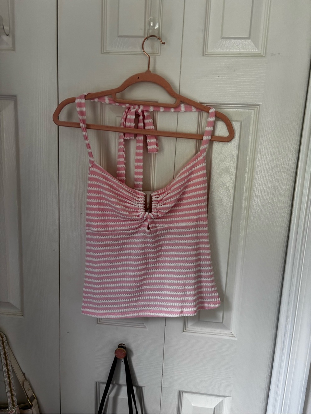 Edikted Pink and White Striped Halter Tank